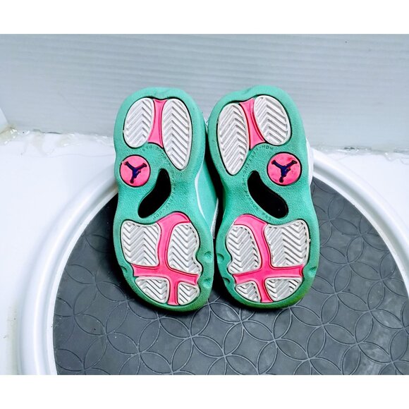 Nike Jordan 13 Retro Toddler Shoes 6C White/Green/Pink Basketball Sneakers - Picture 4 of 7